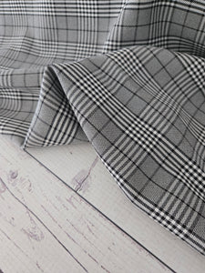 Black & White Plaid Textured Polyester {by the half yard}
