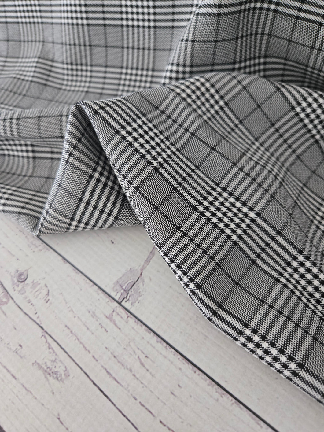 Black & White Plaid Textured Polyester {by the half yard}