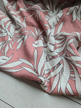Rose Pink Palm Leaf Rayon Linen Blend {by the half yard}