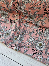 Pink Line Drawn Floral {by the half yard}