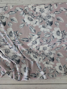 Taupe & Gray Floral Opaque Petite Swiss Dot 100% Polyester {by the half yard}