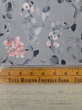 Gray & Pink Floral Opaque Petite Swiss Dot 100% Polyester {by the half yard}