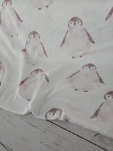 White Penguin Print Double Brushed Poly (DBP) Knit {by the half yard}