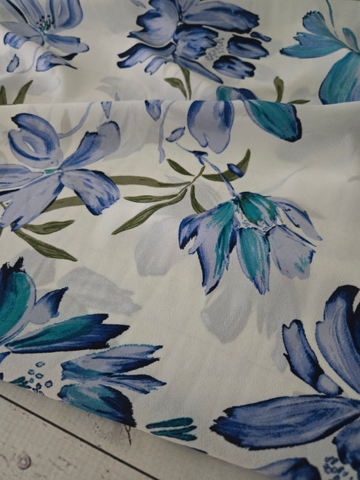 White & Blue Floral {by the half yard}