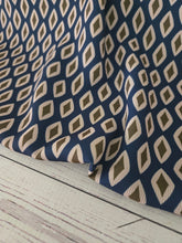 Navy, Cream & Olive Diamond Print {by the half yard}