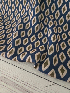 Navy, Cream & Olive Diamond Print {by the half yard}