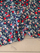 Navy Retro Floral Swim Knit {by the half yard}