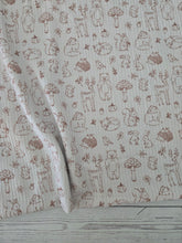 Exclusive Design- Creamy Tan Woodland Friends Print Textured Knit {by the half yard}