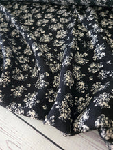 Black & Ivory Floral Rayon Crepe {by the half yard}