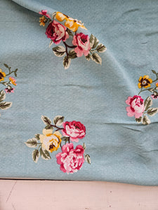 Antique Blue Floral Rayon Dobby Challis {by the half yard}