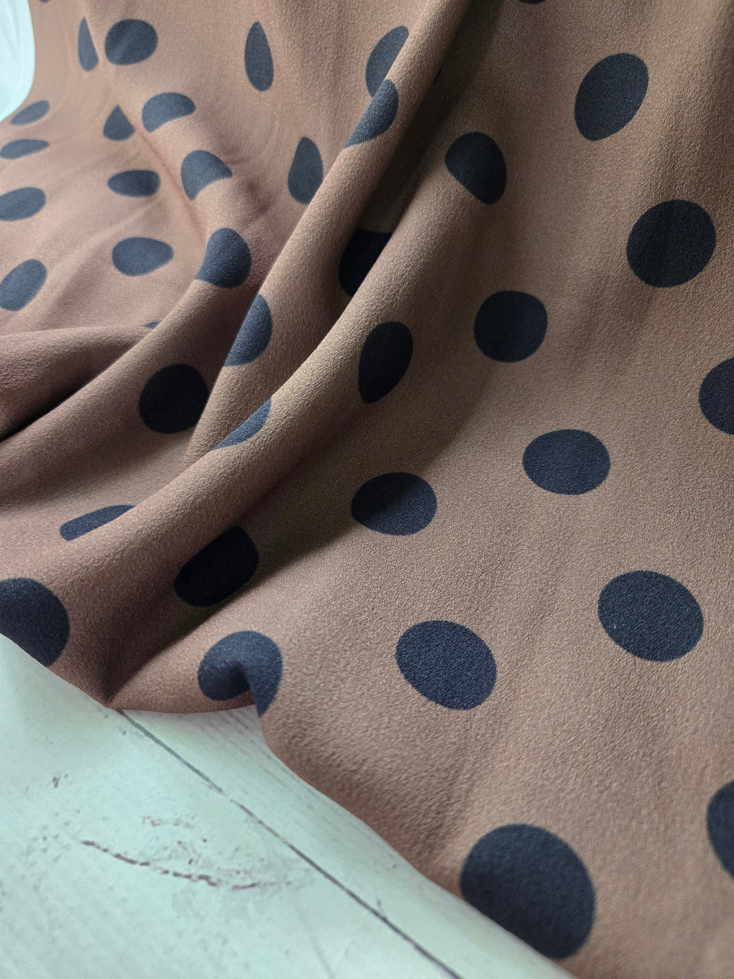 Exclusive Design- Peanut & Black Polka Dot {by the half yard}