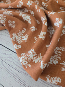 Rust Floral Rayon Nylon {by the half yard}