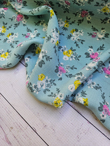 Petite Blue Sage Floral Woven Poly {by the half yard}