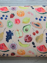 Exclusive Design- Watercolor Fruit Variegated Poly Rib Knit {by the half yard}