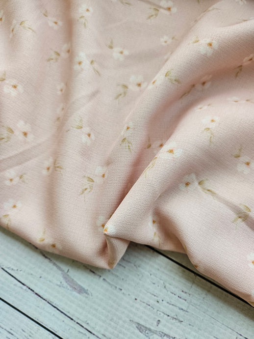 Exclusive Design- Peachy Petite Blooms Polyester Slub {by the half yard}