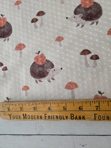 Hedgehogs & Mushrooms Swiss Dot Knit {by the half yard}