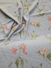 Light Blue Spring Floral Stems Opaque Swiss Dot 100% Polyester {by the half yard}