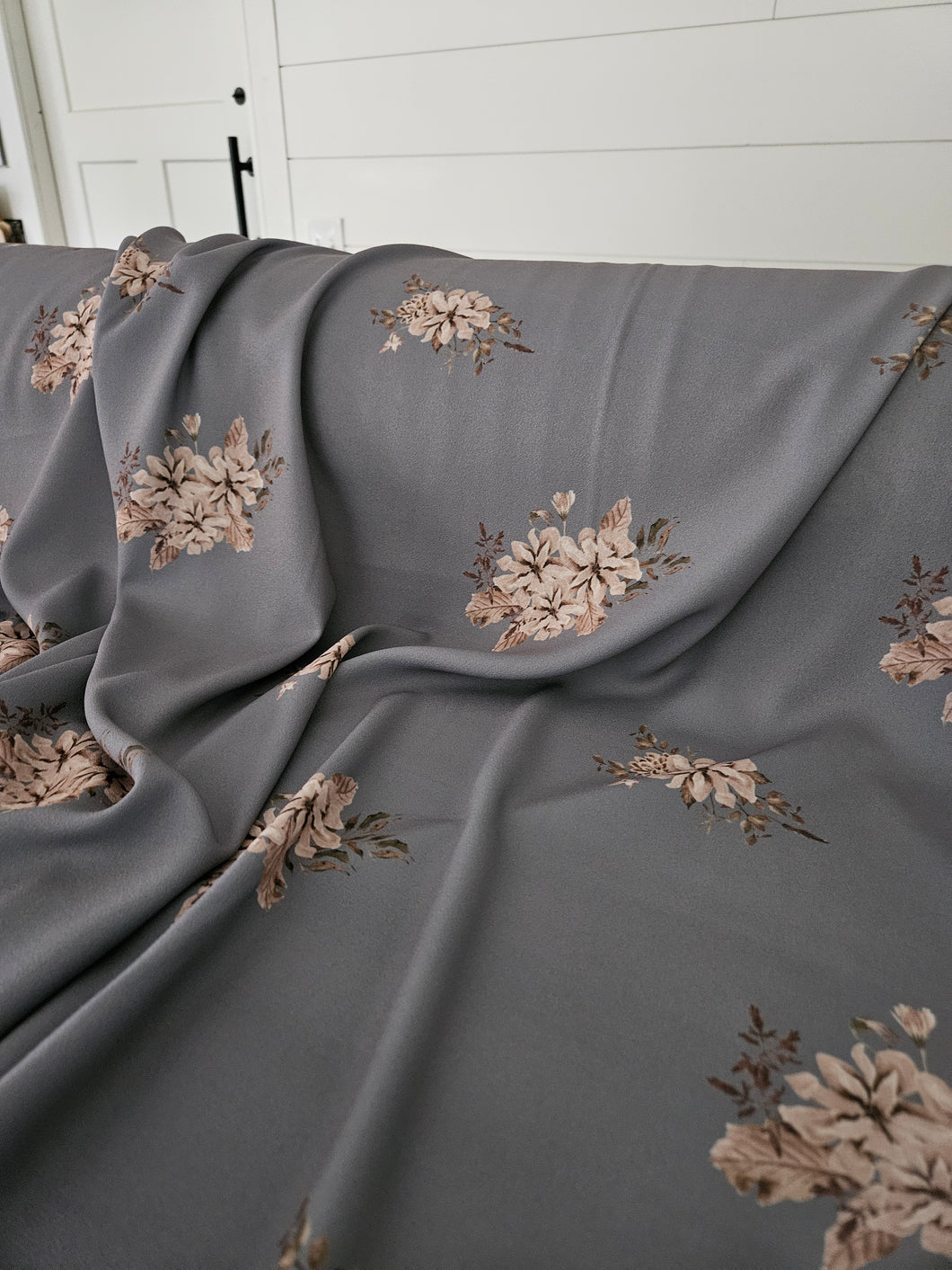 Exclusive Design- Slate & Natural Floral Print {by the half yard}