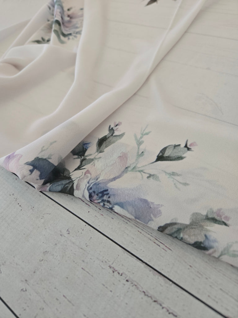 Exclusive Design- Creamy Tan Large Mauve Floral Print {by the half yar ...