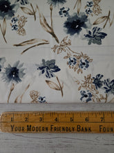 Shades of Blue & Tan Floral Dobby Crepe {by the half yard}