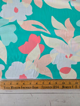 Bright Mint Large Leafy Floral Rayon Challis {by the half yard}