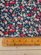 Navy Retro Floral Swim Knit {by the half yard}
