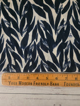 Cream & Navy Mod Leaf Viscose Challis {by the half yard}