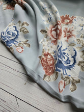 Dusty Blue Large Floral {by the half yard}