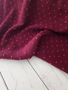 Burgundy Petite Opaque Swiss Dot 100% Polyester {by the half yard}