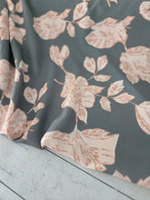Basil & Camel Floral Pinstripe Poly {by the half yard}