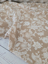 Tan & White Vines Silky Polyester {by the half yard}