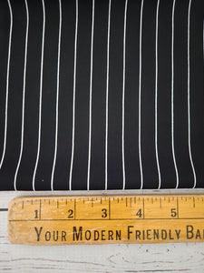 Black & White Pinstripes Silky Polyester {by the half yard}
