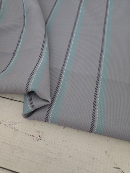 Gray, Aqua, and Charcoal Stripe Print {by the half yard}
