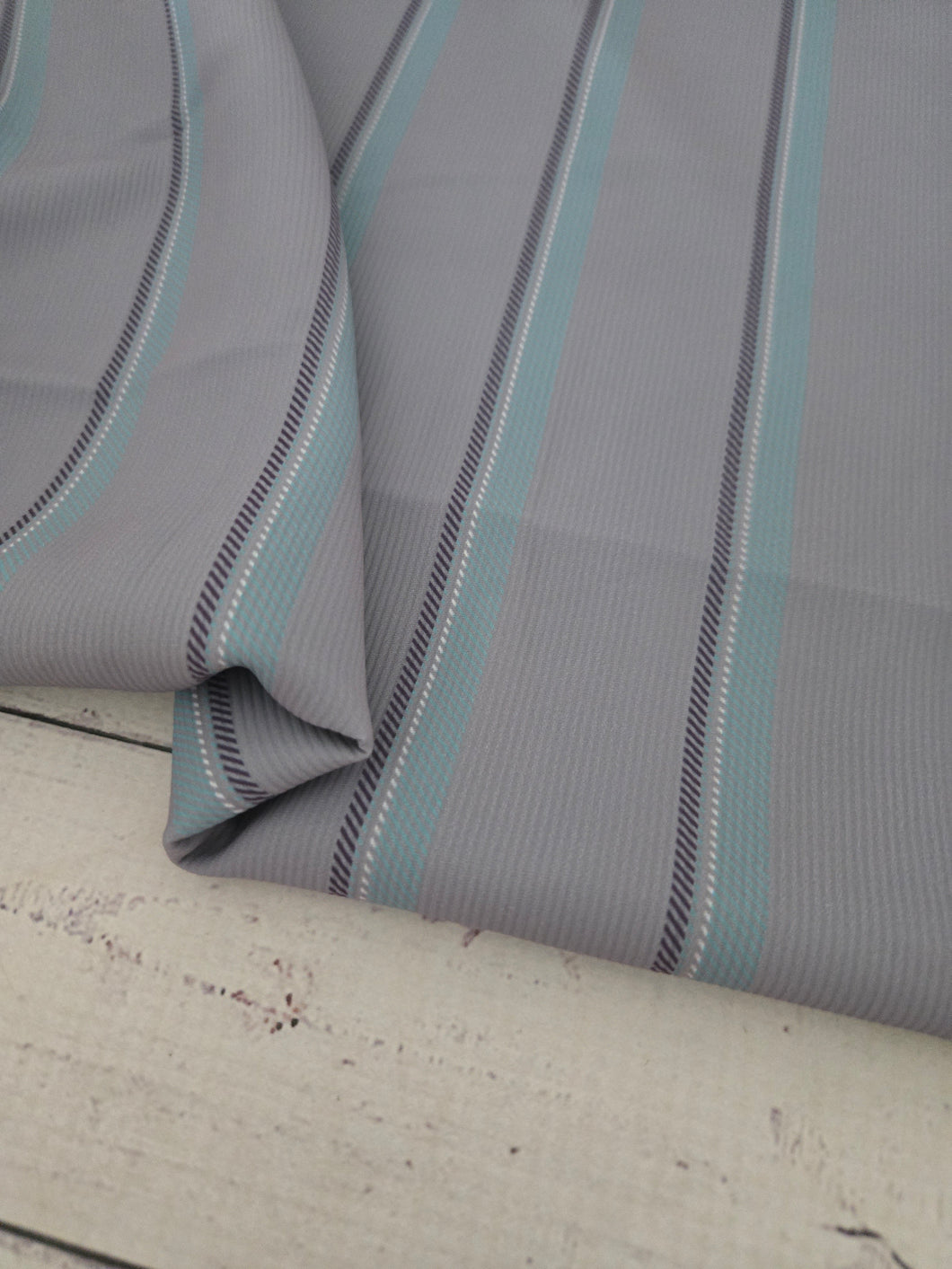 Gray, Aqua, and Charcoal Stripe Print {by the half yard}