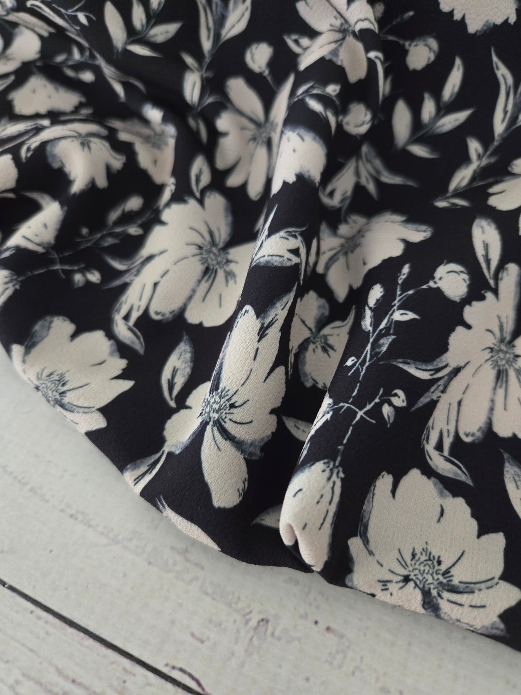 Exclusive Design- Black & Cream Floral {by the half yard}