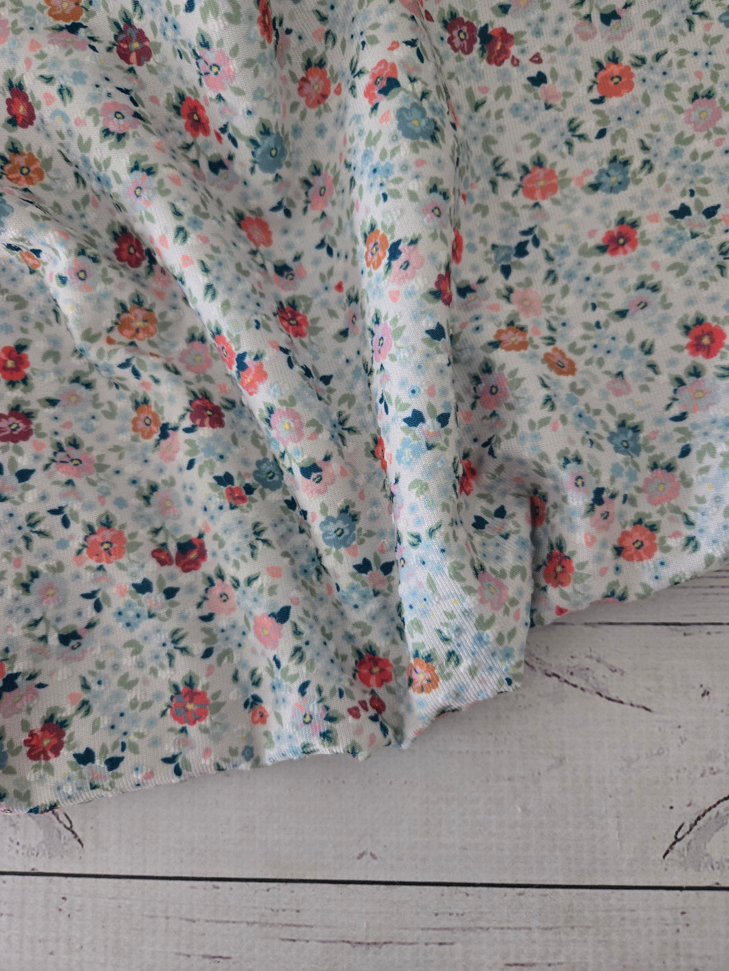 Petite Vintage Floral Swiss Dot Knit {by the half yard}
