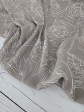 Muted Light Olive Line Drawn Floral {by the half yard}