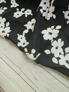 Black & White Floral Rayon Challis {by the half yard}