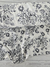 Ivory & Black Floral Silky Polyester {by the half yard}