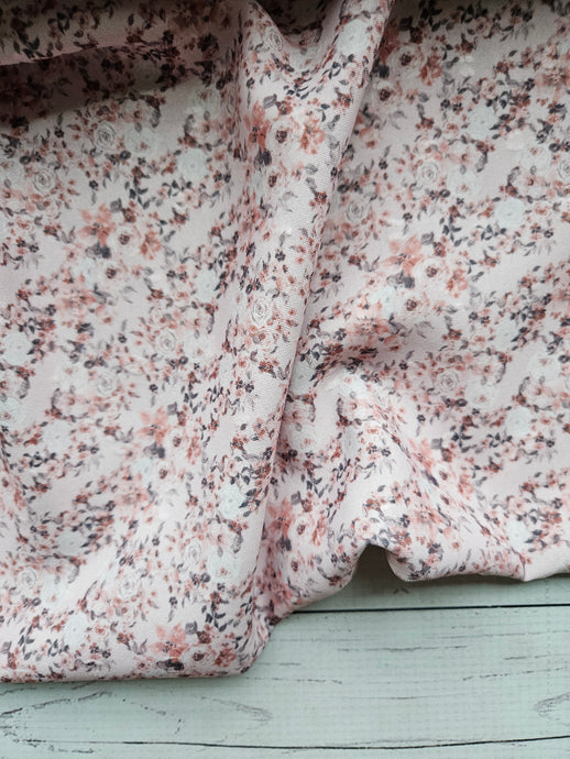 Exclusive Design-  Petite Rose & Pink Floral Opaque Swiss Dot 100% Polyester {by the half yard}