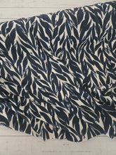 Cream & Navy Mod Leaf Viscose Challis {by the half yard}