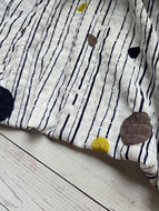 White Stripe & Dot Textured Polyester {by the half yard}