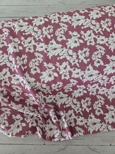 Dark Rose Pink & White Floral Opaque Petite Swiss Dot 100% Polyester {by the half yard}