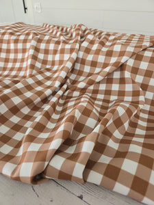 Butterscotch Gingham Print Polyester Slub {by the half yard}