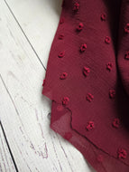 Burgundy Waffle Swiss Dot Chiffon {by the half yard}