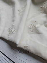 Cream Bow Embroidered Border Cotton {by the half yard}