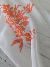 White & Bright Coral Floral Chiffon {by the half yard}