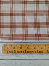 Tan & Rust Plaid Opaque Swiss Dot 100% Polyester {by the half yard}
