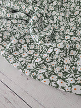 Medium Green & White Ditzy Floral Opaque Air Flow 100% Polyester {by the half yard}