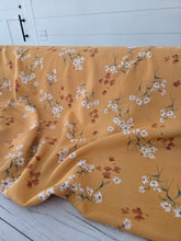 Mustard Daisy Floral Rayon Challis {by the half yard}